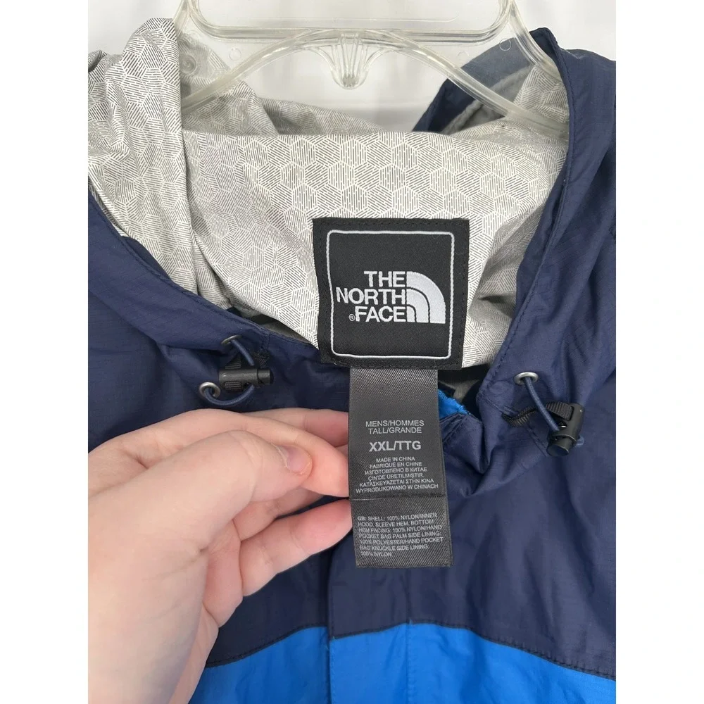 The North Face Rain Windbreaker Jacket Mens 2XL Navy Blue Colorblock Full Zip Up